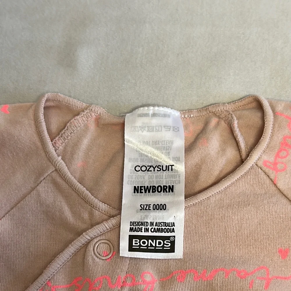 Bonds Pink Footie One Piece with kimono style Closure - Picture 3 of 6
